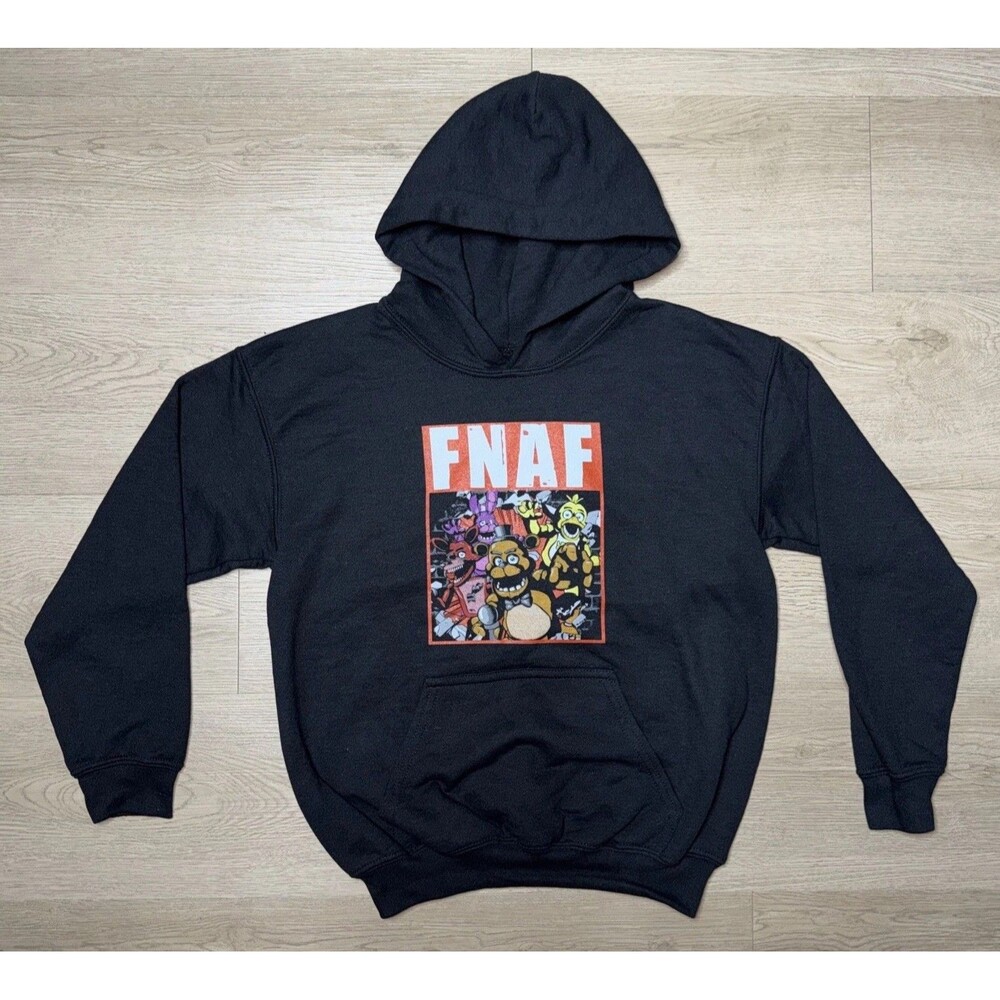 Five Nights at Freddy's Black Hoodie Youth Size Medium Freddy Foxy Bonnie FNAF